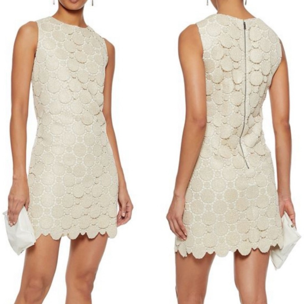 ALICE + OLIVIA•New! metallic gold Clyde a-line shift sleeveless dress 4 NWT - Picture 1 of 4